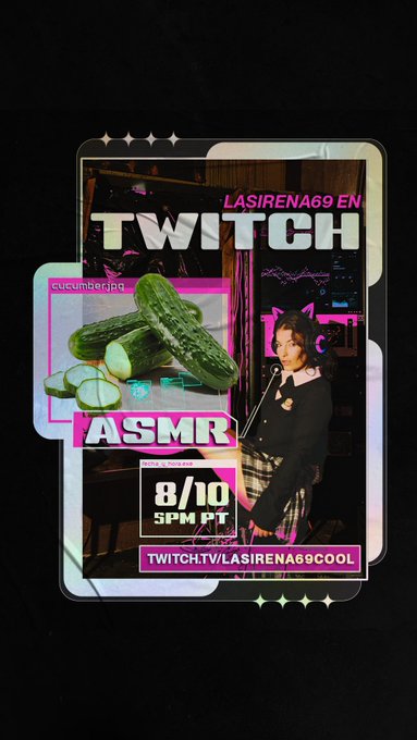 Nos vemos 🎙️🥒 Este SUNDAY 8/10 :: 5:00pm PT; en mi canal -> https://t.co/Edo8NEYokb 📺 ::👾SHAU 🧜🏻&zwj;♀️ #asmr<a href="/tag/asmr"class="tags"><span>#asmr</span></a>