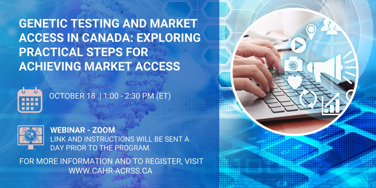 #GeneticTesting and #MarketAccess! 

Join Gurvinder Kenth, <a href="/AstraZeneca/">AstraZeneca</a>, Craig Ivan, Provincial Health Services Authority, BC, Larry Arshoff, Diagnosis, Solutions &amp; Results Consulting Inc.; and <a href="/DonHusereau/">Don Husereau</a>, University of Ottawa. To register, visit: rb.gy/x4dgt