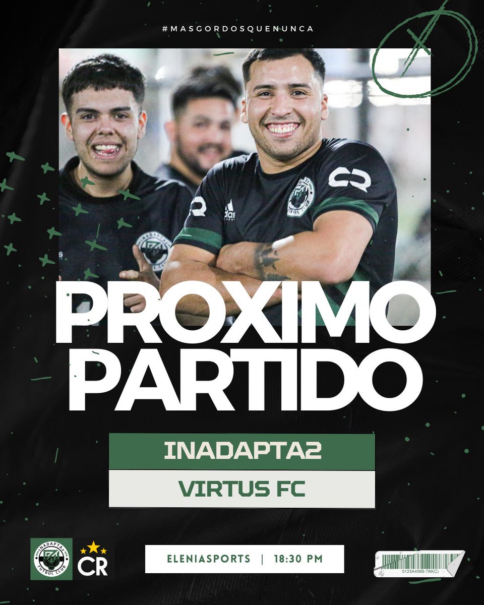 Inadapta2FC's tweet photo. ๐ PROXIMO PARTIDO | Fecha 7๏ธโฃ #CopaRelampago
๐๏ธ Eleniasports
๐๏ธ Sabado 7 de Octubre
โฐ 18:30 pm
๐ #VirtusFC
#SomosLI2๐๐ค https://t.co/MvBbsgtj5r