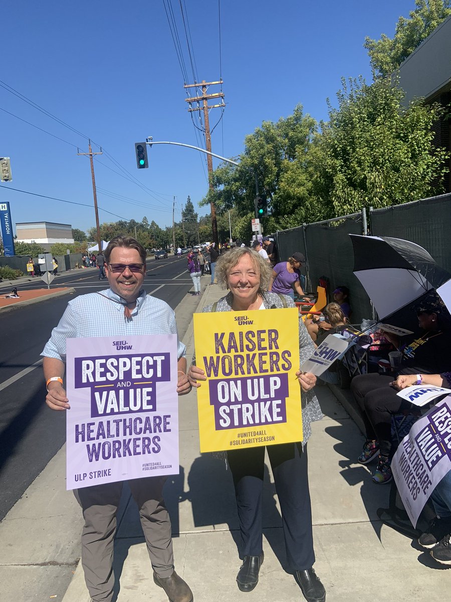 Proud to stand in solidarity w/ <a href="/seiu_uhw/">SEIU-United Healthcare Workers West #United4All</a> as <a href="/aboutKP/">Kaiser Permanente</a> workers across #California &amp; the US fight for better wages &amp; working conditions! Thanks <a href="/LorenaSGonzalez/">Lorena Gonzalez Fletcher</a> <a href="/PVillescaz/">Paula Villescaz</a> <a href="/CaliforniaLabor/">California Federation of Labor Unions</a> &amp; Sacramento Central Labor Council for joining today’s action. 💪🏼💪🏼
