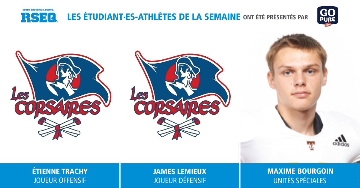 FOOTBALL SCOLAIRE🏈

Voici les étudiant.es-athlètes de la semaine pour le football scolaire D2, présentés par Go Pure, la barre officielle du RSEQ :

⭐️Étienne Trachy, Secondaire Pointe-Lévy
⭐️James Lemieux, Secondaire Pointe-Lévy
⭐️Maxime Bourgoin, Secondaire du Triolet

Bravo!