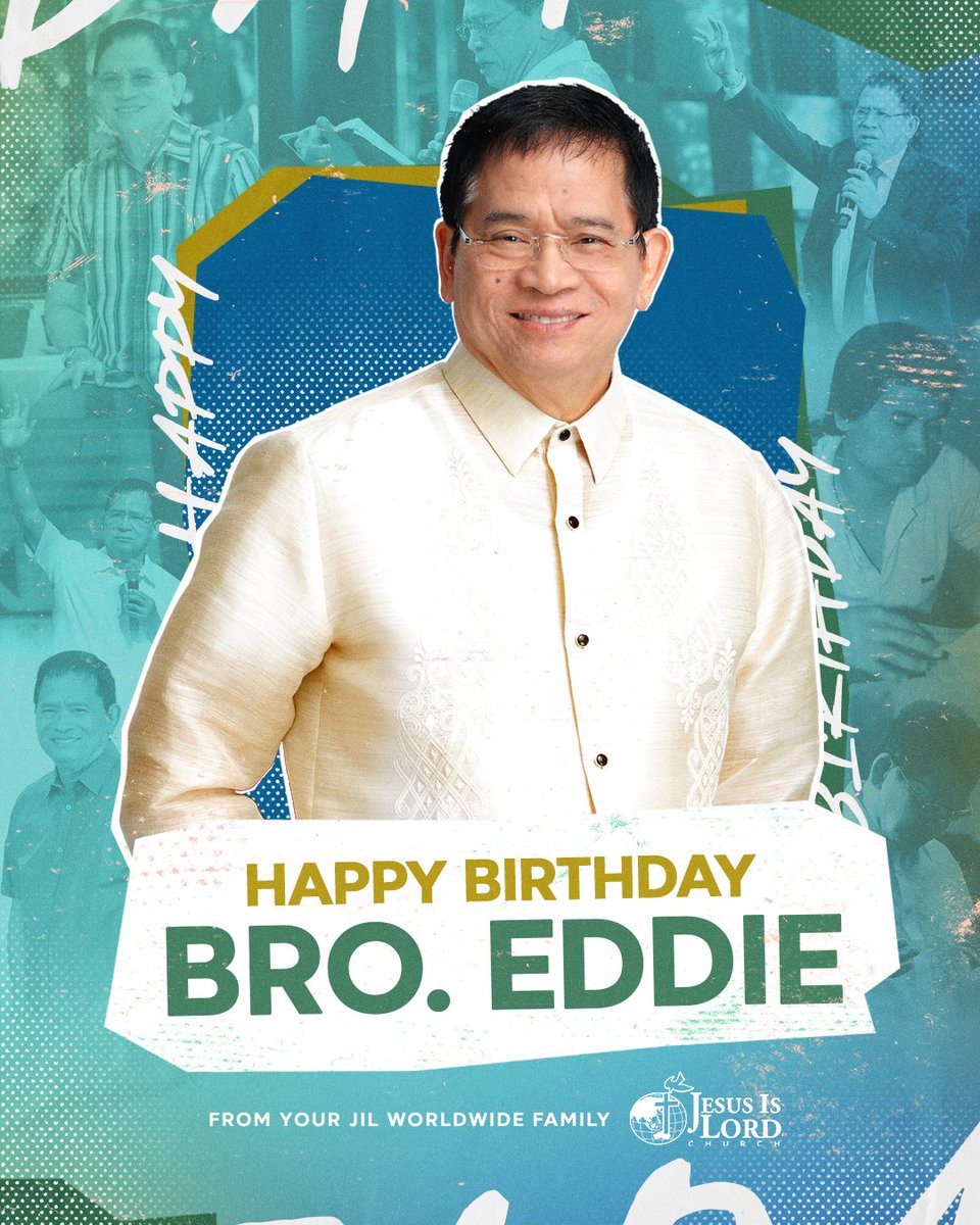 JILWorldwide's tweet photo. All JIL congregations in Luzon, Visayas, Mindanao, and 70 nations of the world celebrate your history-making life today, Bro. Eddie Villanueva! Happy, blessed, marvelous birthday! 

When the Lord was looking for a man to ignite revival in the Philippines, He called you, and you did not resist. Thus, your absolute submission to the cross continues to bear fruit today, bringing God’s Gospel of love and salvation to six continents, cutting across cultures, nationalities, and language barriers, through a ministry that spans four impactful decades of reaching the lost, the sick, the marginalized, prisoners, orphans, widows, and untold millions of people.

We are inspired by your life and everything you stand for, Bro. Eddie! May the Lord’s overflowing heavenly blessings be upon you on this awesome day and beyond. Have an exceedingly happy birthday!
