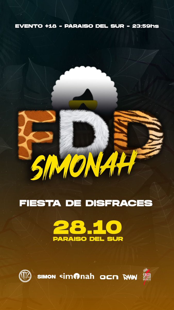 Volvemos una vez más con una nueva edición, está vez algo que los va a volver locos 🎉
Simonah edición fiesta de Disfraces. Se viene una noche única en cinco saltos 🍾🎉🥳
Tickets ya a la venta!!