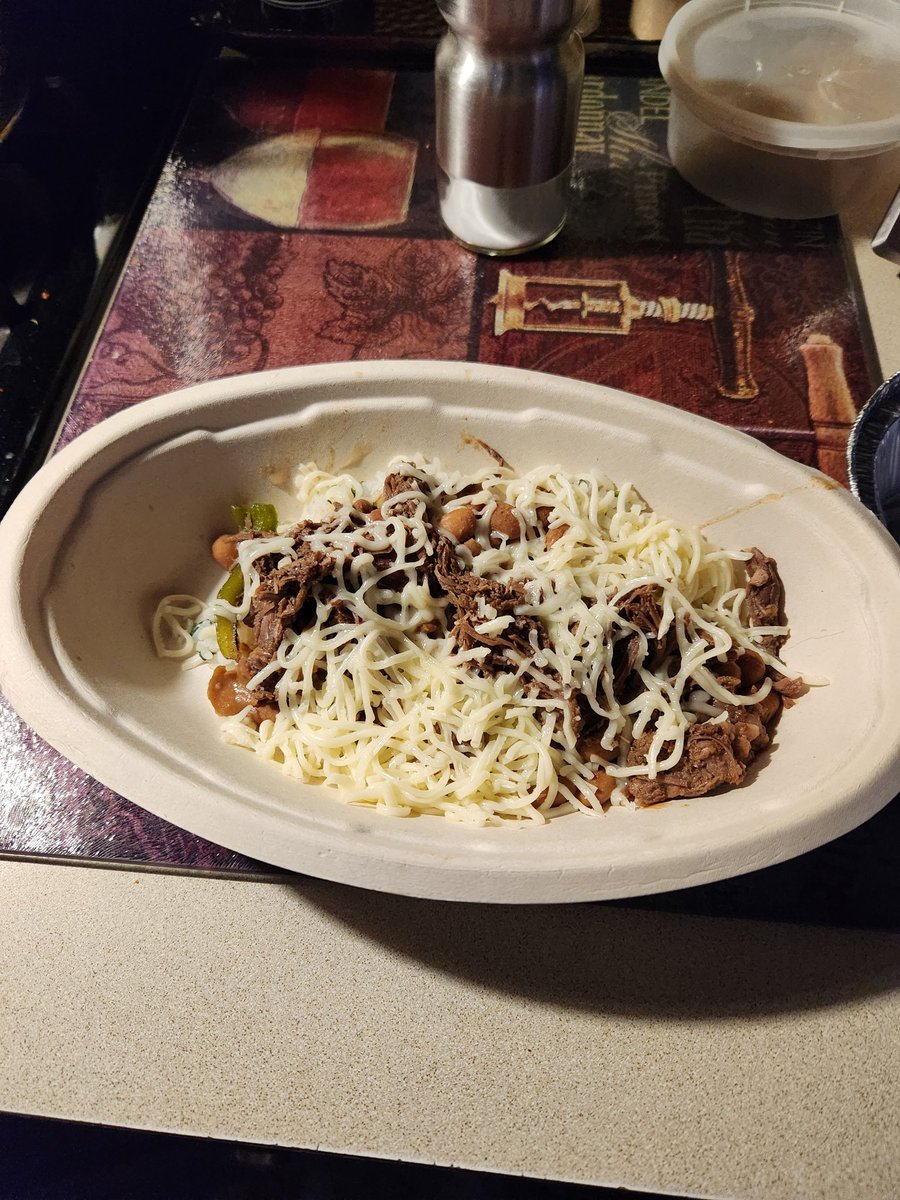 Higher cost for less food. Apparently this is what <a href="/ChipotleTweets/">Chipotle</a> considers a double meat burrito bowl. Cost was $15.30. Ordering pick up online is a joke.