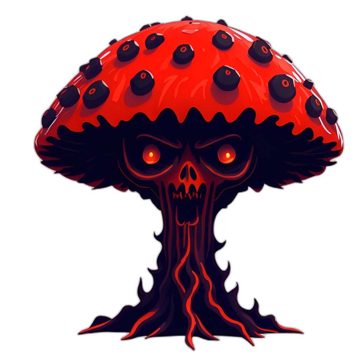 Die-Cut Sticker featuring a Red and Black Evil Mushroom! 🖤 Perfect for adding a creepy-cute touch to your belongings. 🌙 #DieCutSticker #RedAndBlackMushroom #SinisterArt #GothicDesign #HalloweenSticker #LaptopDecal #UniqueIllustration #GrungeAesthetic #FantasyCreature #DarkCharm