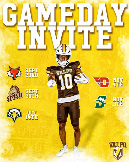 Thank you <a href="/CoachPrevost/">Andrew Prevost</a> and <a href="/valpoufootball/">Valpo Football</a> for the game day invite.  Congrats on the win last week - keep it rollin!