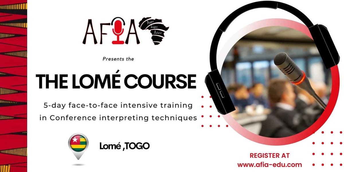 EduAfia's tweet photo. The African Interpretation Academy.

#Training - #Events - #OnlineCourses - #FacetoFace - #Certification - #TrainingofTrainers... and many more!

Stay tuned for more news!

#COMINGSOON  -> Fourth Edition of #TheLomeCourseEvent (January 2024).

website: https://t.co/SsaWRzpE1H https://t.co/1eQcjYMMRK