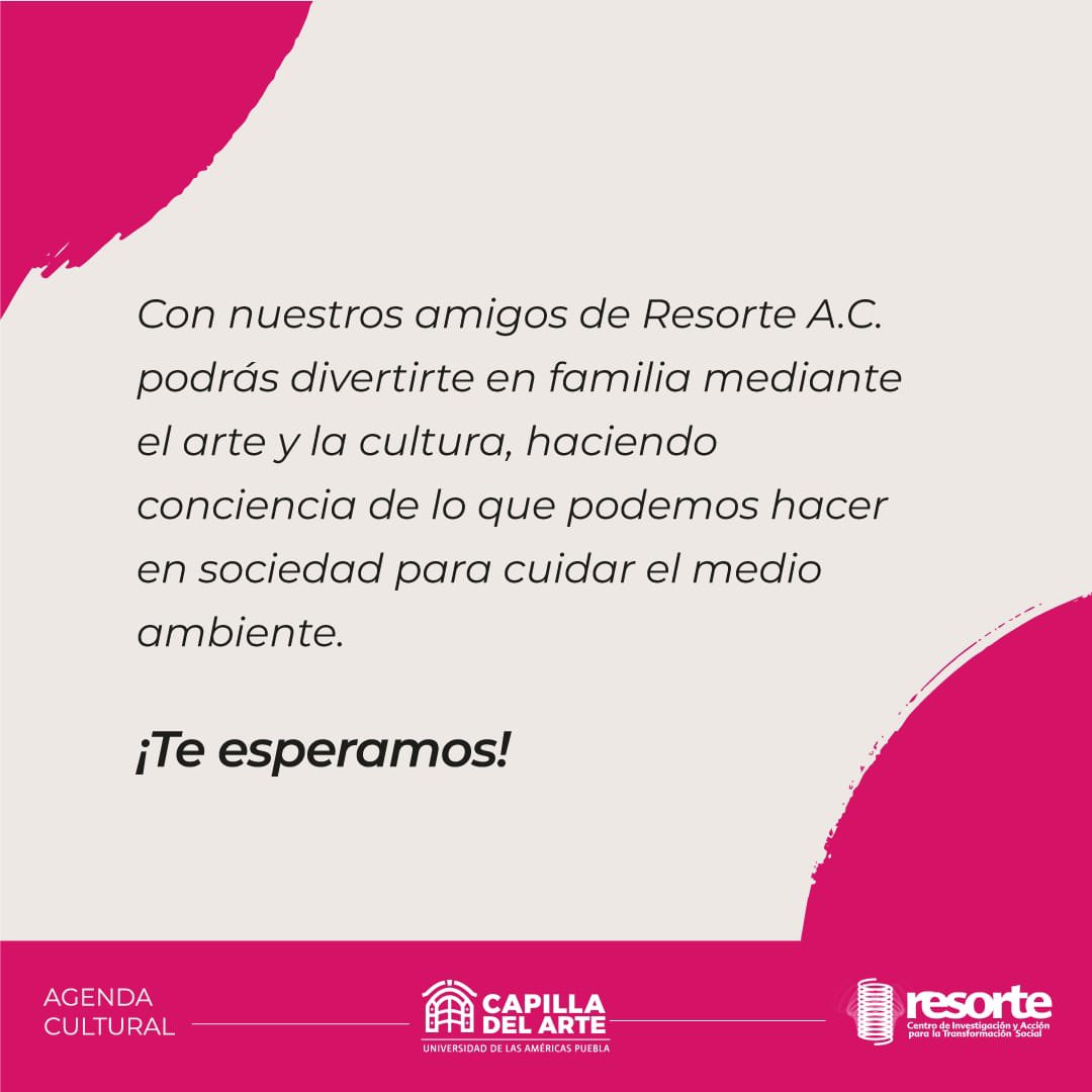 🎨😃 ¡Ven y disfruta un domingo creativo lleno de sorpresas!

Cupo limitado.

#DomingosCreativos #ResorteAC

<a href="/udlap/">UDLAP</a> <a href="/michelchris/">Christian Michel</a>