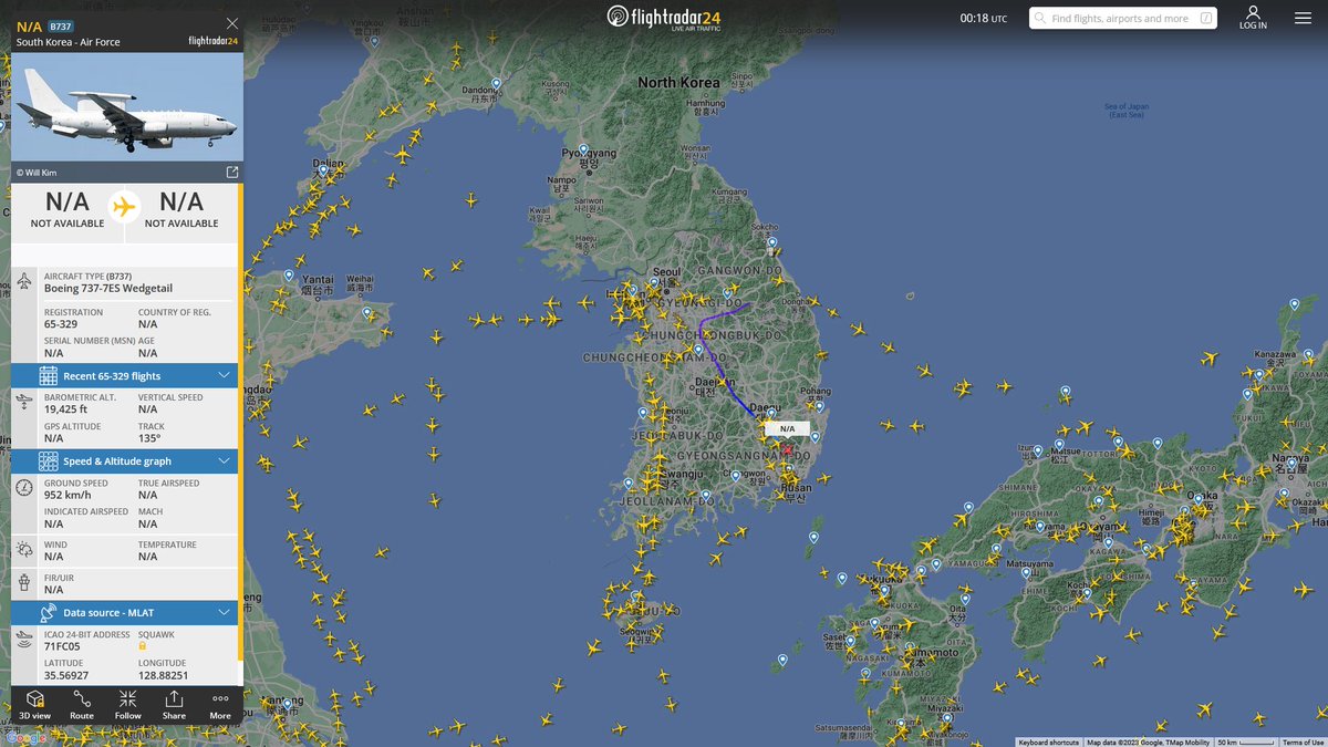AIYeyENGDdJkjTr's tweet photo. Oct. 6, 2023 
#Gimhae Air Base, Busan #Central Area of the Korean Peninsula 

#NoCALLSIGN #71FC05 ROKAF 737-7ES Wedgetail https://t.co/dKoIo0Nh9r