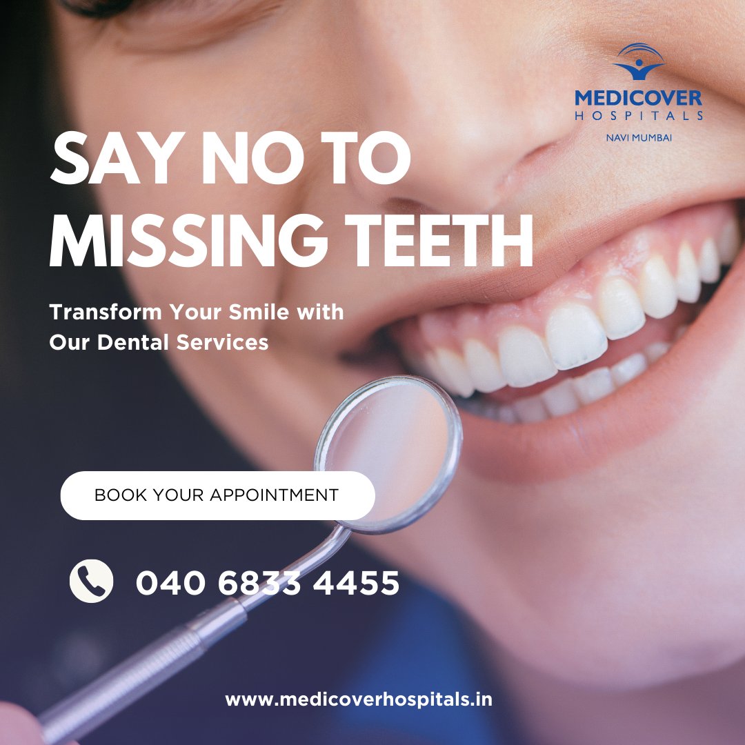 Say goodbye to missing teeth and hello to a confident smile! 

#DentalCare #MedicoverSmiles #BookNow #DentalCare #dentallab #dentalhealth #dentalclinic #dentalhospital #dentalimplants #medicover #medicoverindia #medicoverkharghar #sector10 #kharghar #navimumbai #mumbaikar