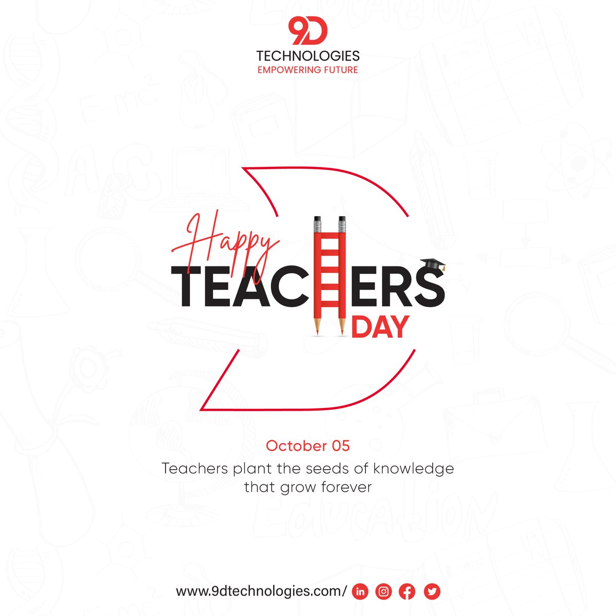 Today, we honor those who ignite the flames of curiosity and knowledge within us.
Happy Teacher's Day! 🔥📚

#HappyTeachersDay #TeacherAppreciation #ThankYouTeachers
#InspiringEducators #TeacherLove #Educators #TeachingMatters
#TeacherHeroes #9dtechnologies #9d