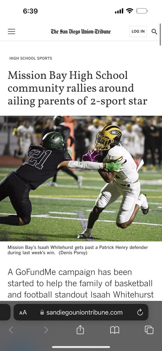 Isaah Whitehurst (@isaahwhitehurst) on Twitter photo It is a blessing to see the support my community and city have for me. All I have seen is pure love. God is blessing me with good people around me, helping me through trials and tribulations as the young man I am. Thank You.
sandiegouniontribune.com/sports/high-sc… It is a blessing to see the support my community and city have for me. All I have seen is pure love. God is blessing me with good people around me, helping me through trials and tribulations as the young man I am. Thank You.
sandiegouniontribune.com/sports/high-sc…