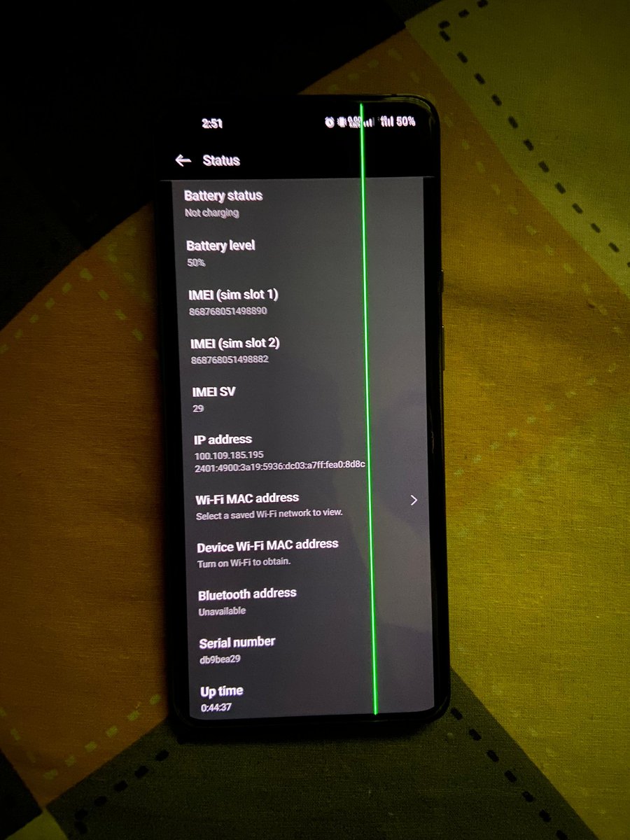 deepparvez's tweet image. Green line on my #Oneplus9pro
@OnePlus_Support @OnePlus_IN 
@oneplus Never Expected Brand like @oneplus pushing these problems to Older phones via OTA Updates and forced Customer to buy a new phone.. Oneplus Service Centre distance from my hometown 385km.. what should i do now?