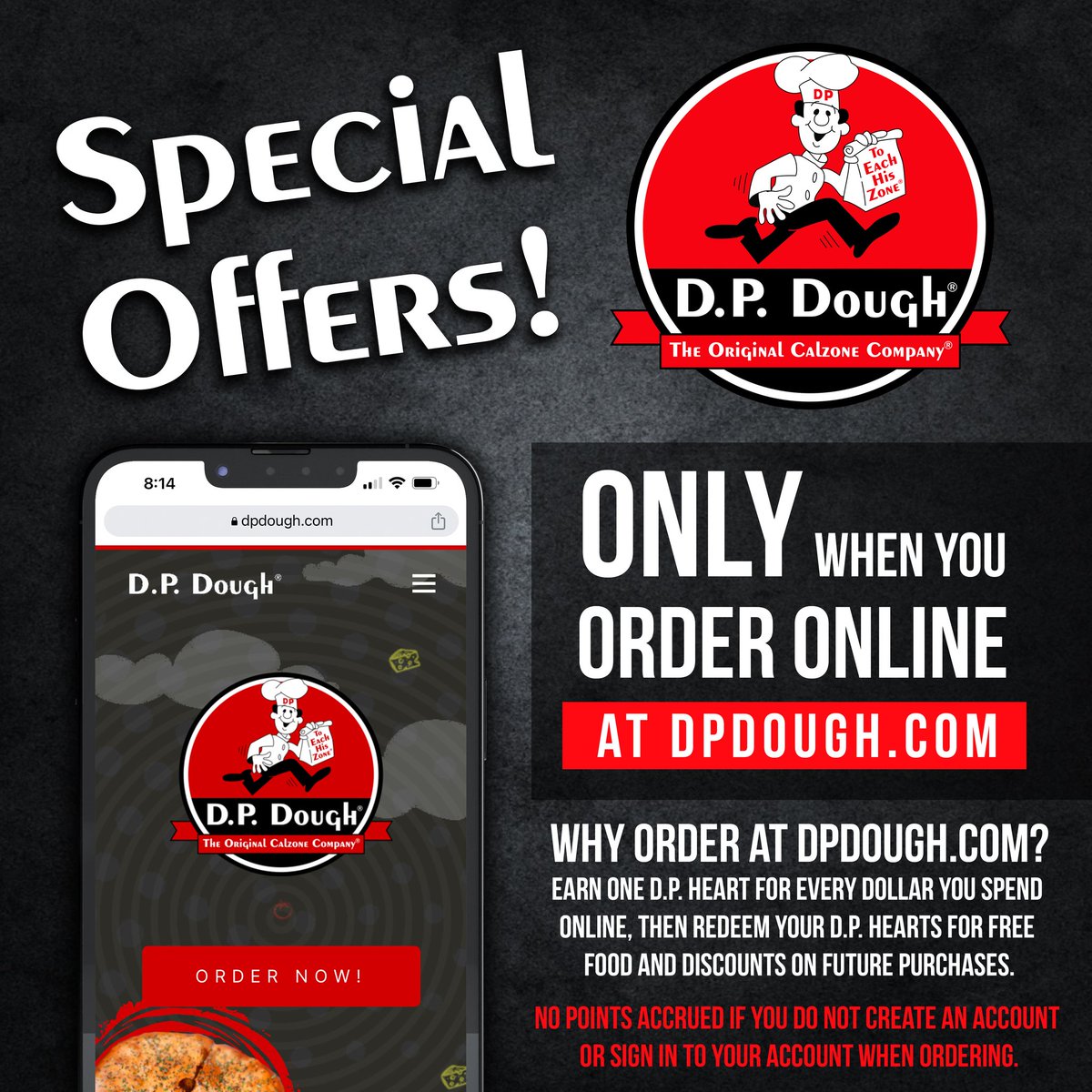 dpdoughakron's tweet photo. Special Offers ONLY when you order online at https://t.co/T8pS0tFb7D!

Why order directly through https://t.co/kG1UF8tsVM?
Earn one D.P. Heart ❤️ for every dollar you spend online, then REDEEM your D.P. Hearts for FREE food &amp; discounts on future purchases. #akron #akronohio https://t.co/iPRJfUnMMT