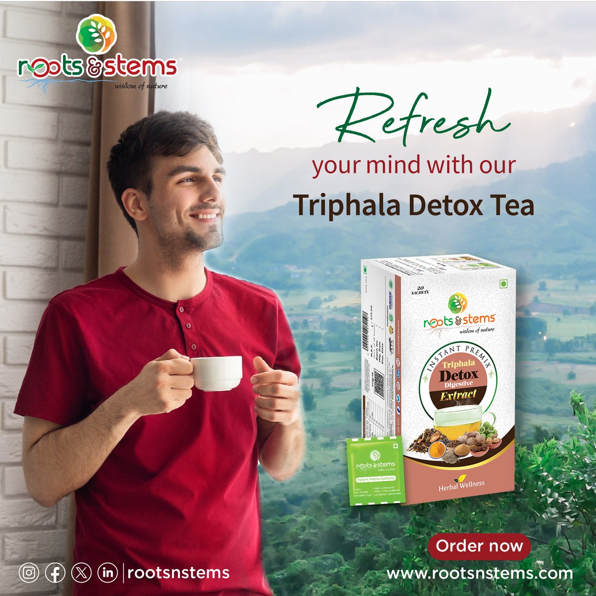 Triphala detox tea is a popular herbal remedy in traditional Ayurvedic medicine. It is made from a blend of three dried fruits: Amalaki (Indian gooseberry), Bibhitaki (Terminalia bellirica), and Haritaki (Terminalia chebula). 

#TriphalaDetox
#InstantMix 
#rootsnstems