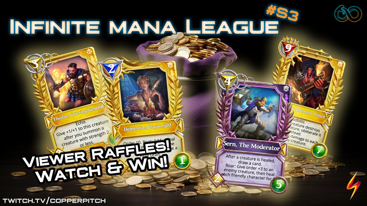 Tune in on October 8th, 1pm Eastern (5pm UTC) to the Finals of our major <a href="/GodsUnchained/">Gods Unchained</a> tournament! The best GU players compete for $1,000 worth of prize money

Watch here: twitch.tv/copperpitch

We'll be raffling ✨shiny✨ legendaries to viewers, courtesy of Stronghands!