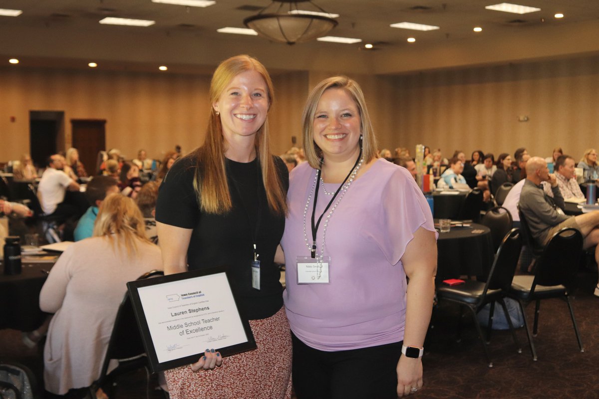 ICTE_Board's tweet photo. Congratulations to the ICTE 2023 award winners: Brandon Baggett - Barb Schubert Award, Lauren Stephens - Middle School Teacher of Excellence, Shannon Johnson - High School Teacher of Excellence, and Lynne Reid - Friend of Literacy! https://t.co/gDsC8RTEhh
