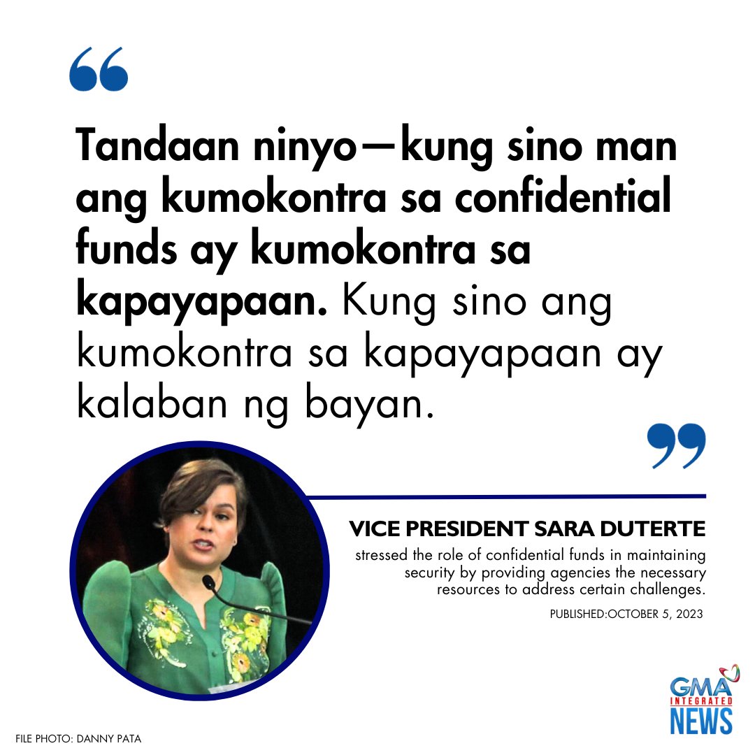 I have a masters degree in National Security Law and I say in no uncertain terms that there is no factual or legal basis in Sara Duterte's claim that those who opose confidential funds are automatically opposed to peace. It is a clear logical fallacy—an example of non-sequitur.