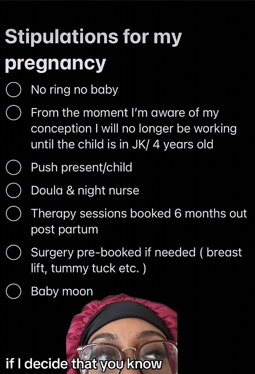 smoke_nd_pearlz's tweet image. This lady posted her stipulations for pregnancy and mine is very similar. This IUD ain’t coming out until all of this has been agreed to. Not some of it…ALL of it. God speed to whomever wants me to have their child! ❤️