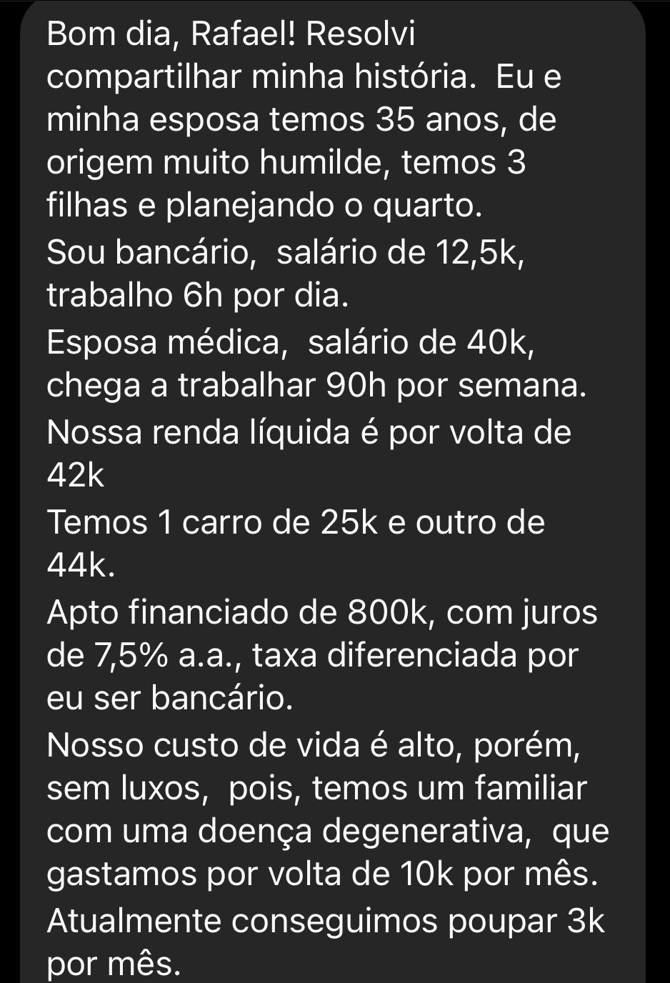 Rafael Zattar on X: Casal com renda mensal de 80 mil reais no #Zflix. 💰  Ele: Médico: 40k. 👨‍⚕️ 40k. Ela: Dentista: 40k. 👩‍⚕️ 40k. AP: 600k 🏠💰 2  viagens por ano (