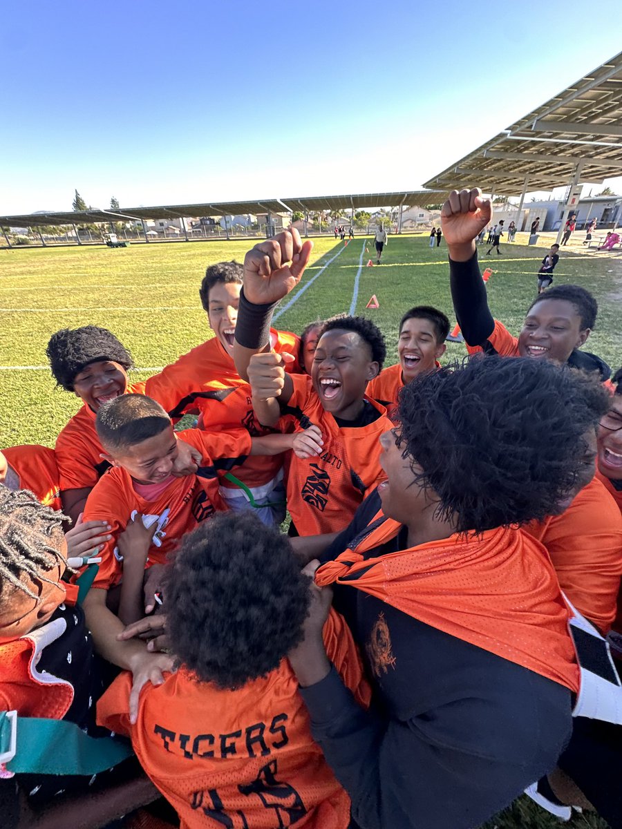Two wins in a roll, give it up for our TIGER flag football team and our brand new coach Mr. Booten!!!!! #rialtomiddleschool #integrityanddetermination