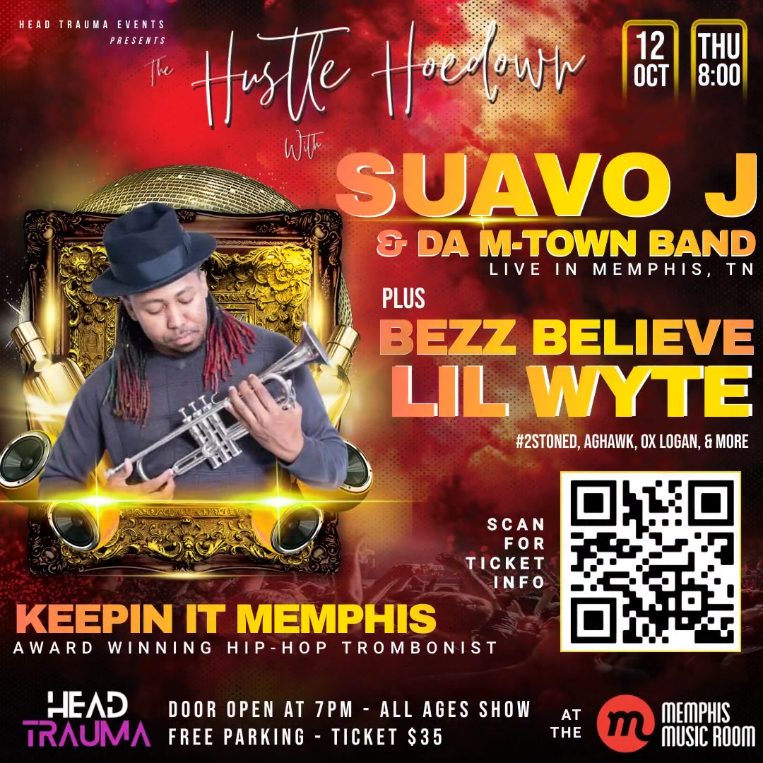 Keepin It Memphis fans rejoice! Suavo Jones and Da M-Town Band are making a return to the Memphis Music Room at the Hustle Hoedown, one week from today. 

Tickets: headtrauma.events/event/the-hust…

<a href="/suavojones/">Suavo J</a> <a href="/keepinitmemphis/">Keepin It Memphis</a> <a href="/damtownband/">Da MTown Band</a> #memphishiphop
