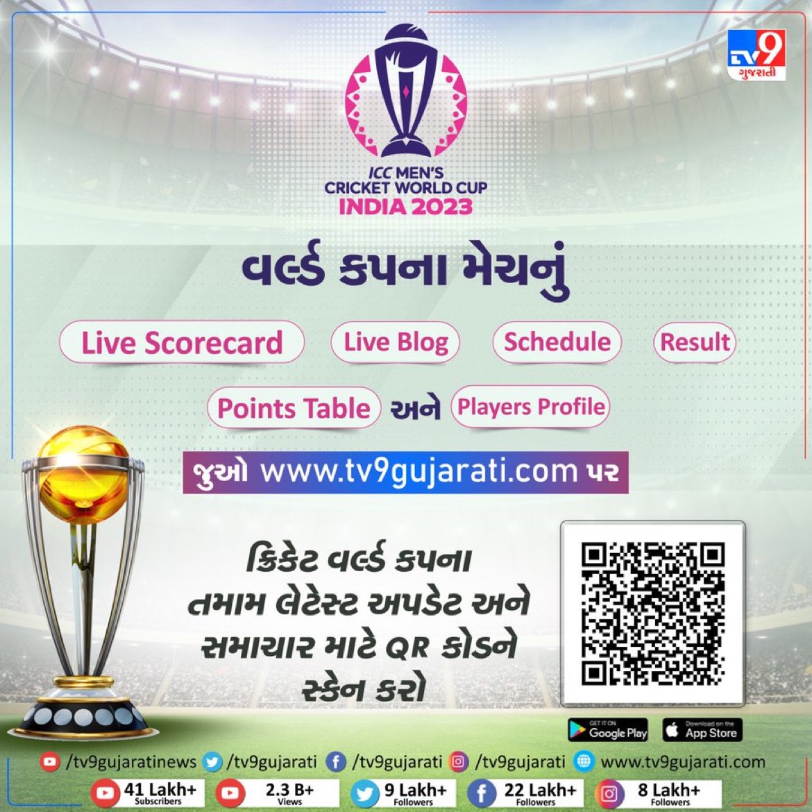 AvnishGoswamiSK's tweet photo. ICC MENS CRICKET WORLD CUP INDIA 2023:ક્રિકેટ વર્લ્ડ કપના તમામ લેટેસ્ટ અપડેટ અને સમાચાર માટે QR કોડને સ્કેન કરો | TV9GujaratiNews
#ICCCricketWorldCup #ICCWorldCup2023 #Livescorecard #Liveblog #QRCode #Playersprofile #TV9News #TV9GujaratiNews https://t.co/GtiHWpTkec