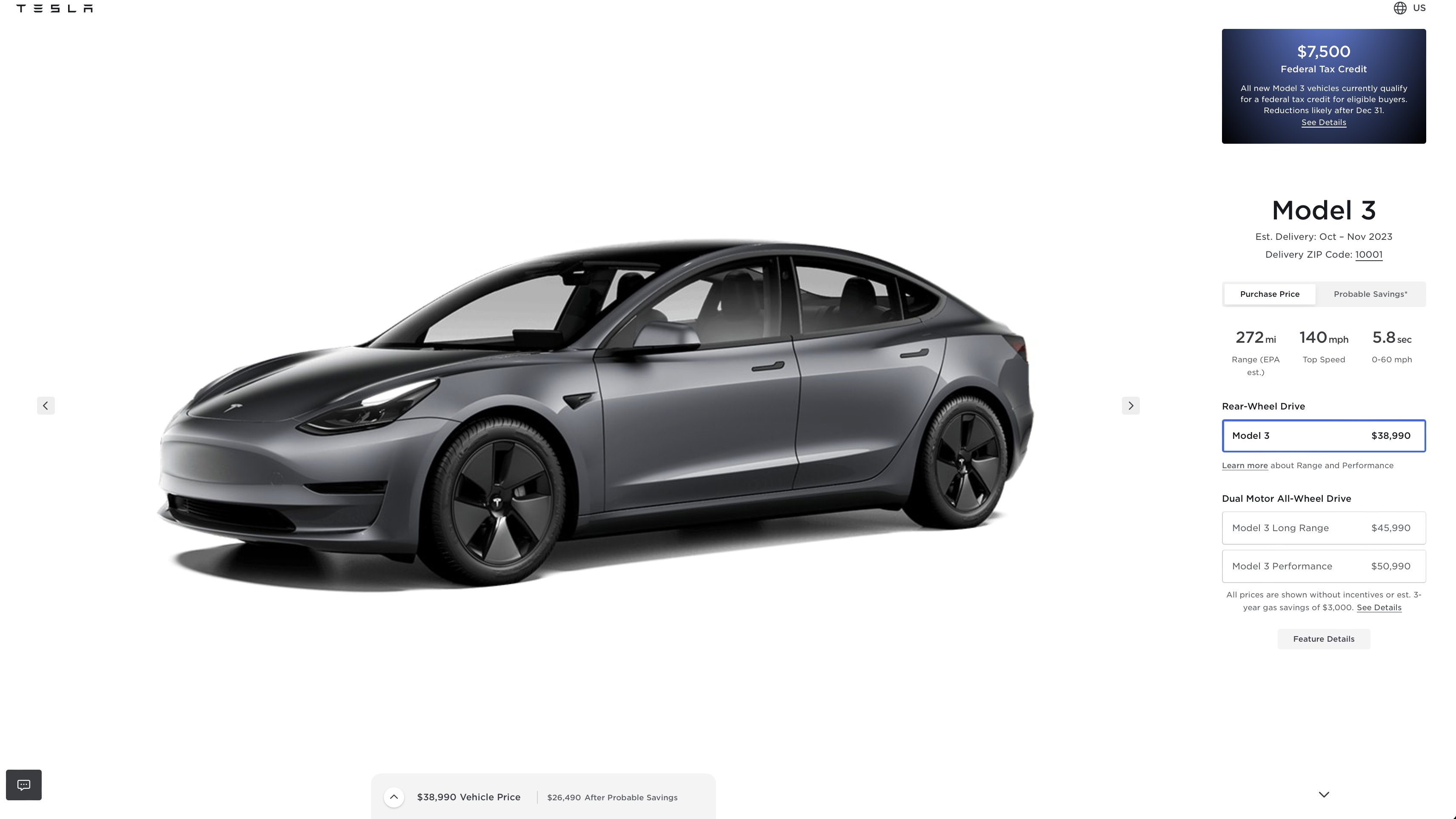Tesla model 3 american price deals