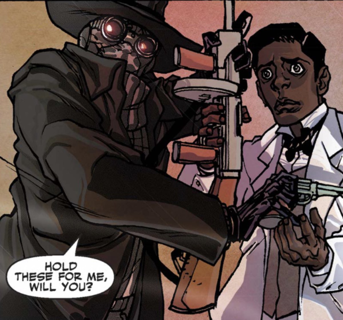 หรือถ้าไม่พอใจกระสุน หมัดลุ่น ๆ ก็ซัดหน้าคุณได้ . . เท่ชะมัด น่าเสียดายที่พวกนอกกฏหมายเมื่อคืนไม่มีโอกาสได้ยิน

“ ขอบคุณที่ต่อจนจบแล้วกัน แฝด ”