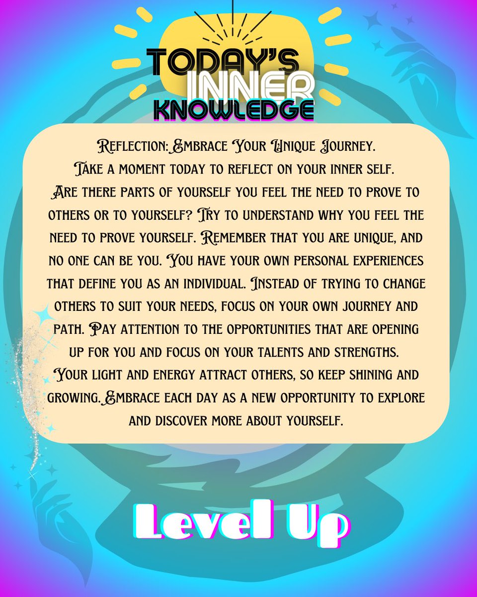 ✨🔮💖 Greetings Dear One! Delve into inner realms to unravel enigmas, empower your essence, and reflect on your unique journey. 
#InnerExploration #SelfDiscovery #Empowerment #ReflectiveJourney #UnravelTheEnigma #PersonalGrowth #SoulSearching #MindfulReflection #DailyEmpowerment