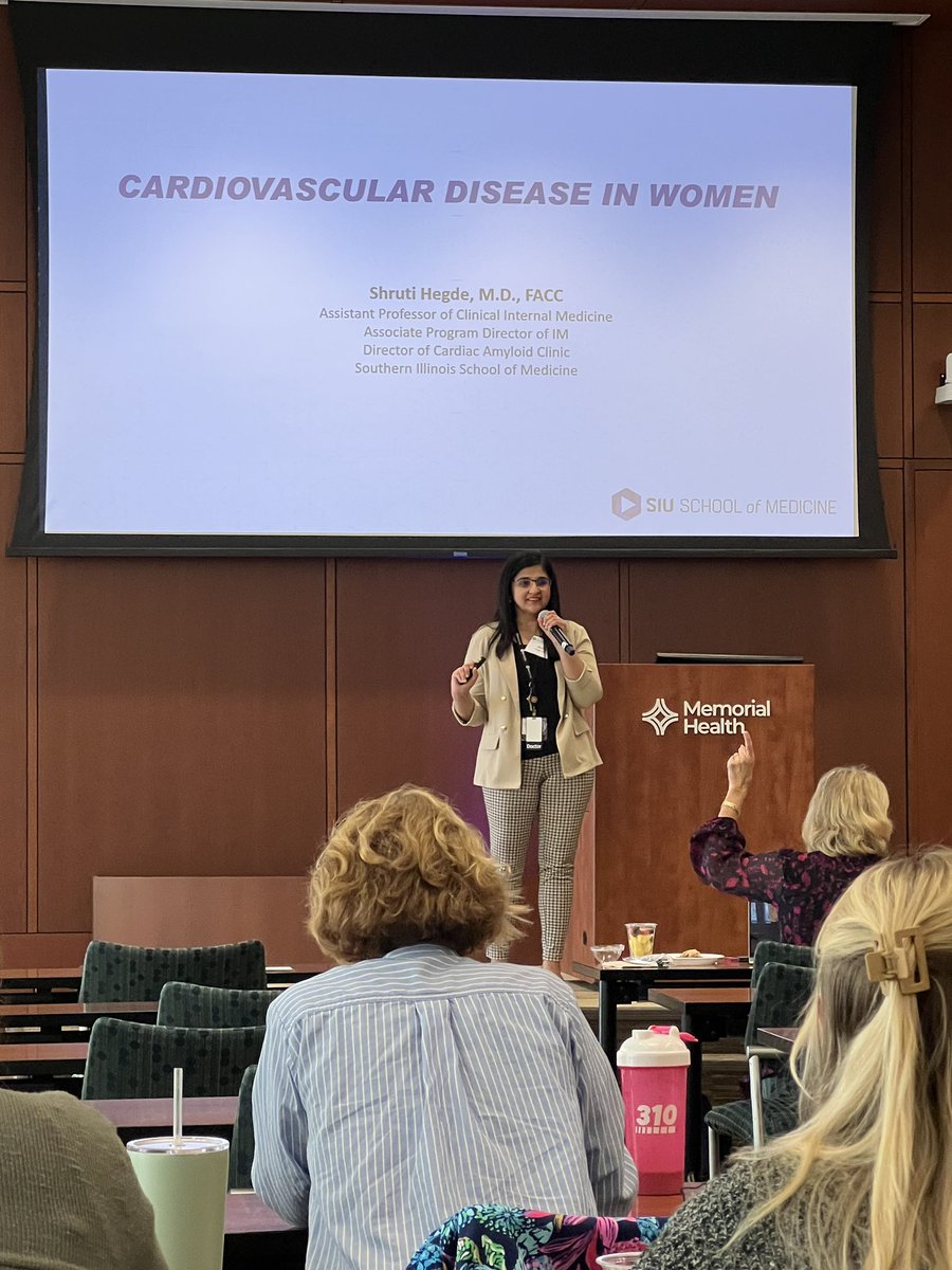 Thrilled to discuss 'Cardiovascular Disease in Women' at the SIU Women's Health Symposium. Grateful for the warm reception and the opportunity to raise awareness about women's heart health. 💖🩺 #HeartHealth #WomenInMedicine #SIUHealth @siusom @SIUcardsfellows