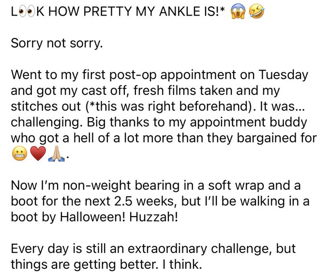 BUSTED ANKLE UPDATE AHEAD   (( Also hi! How are we doing? Who are we loving today? Who are we hating<a href="/tag/vettech"class="tags"><span>#vettech</span></a><a href="/tag/vettechlife"class="tags"><span>#vettechlife</span></a><a href="/tag/derrythepig"class="tags"><span>#derrythepig</span></a><a href="/tag/thepiggiest"class="tags"><span>#thepiggiest</span></a>