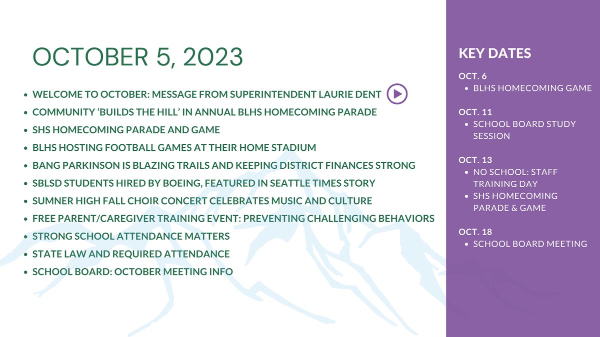 The latest #SBLSDNews is up! Check it out at bit.ly/SBLSDOct5News. You’ll find:
📰 News stories
🎶 An upcoming choir concert 
👉 Attendance information
…and more!