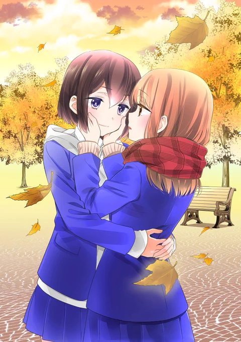 #芸術の秋ということで作品あげてるアカウントフォローしませんか 創作百合です 