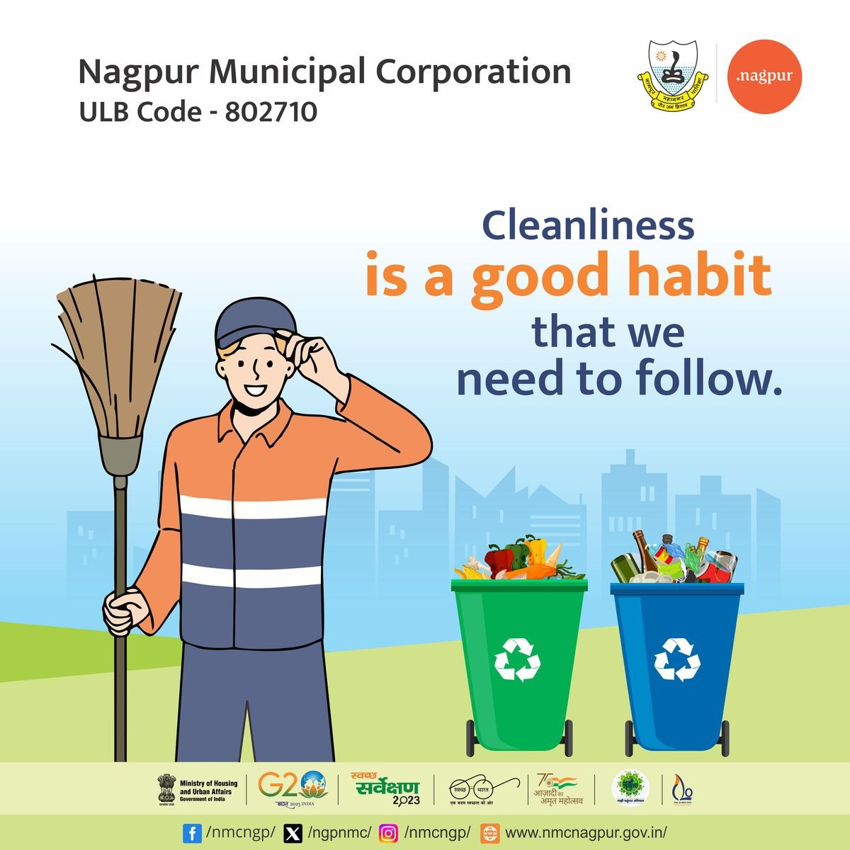 Cleanliness is a good habit that we need to follow. #MissionLiFE #ChooseLiFE #environment #climatechange #gogreen #MycityMyResponsibility #CleanNagpur #HaraGeelaSookhaNeela