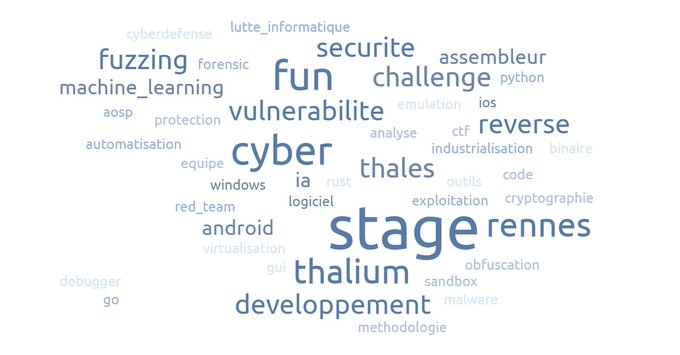 thalium_team's tweet photo. Les stages 2024 au sein de l'équipe Thalium sont en ligne : https://t.co/a5feN6GEQp
#stage #cybersecurité https://t.co/iBSwECT35V
