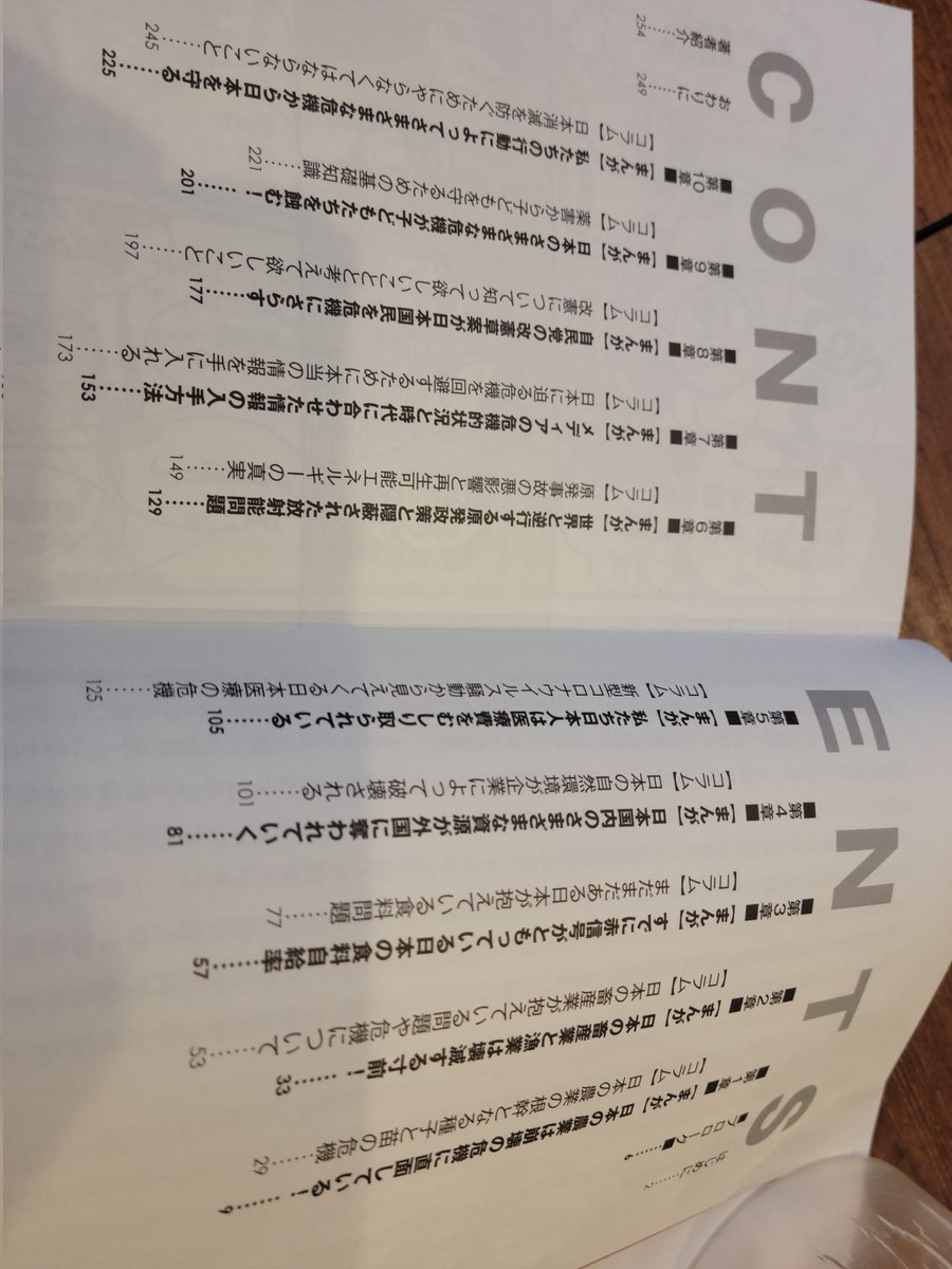 touyoui's tweet image. 日本消滅の漫画本届きました。
目次載せときます。
もっと目次のような話題に目を向けよう。