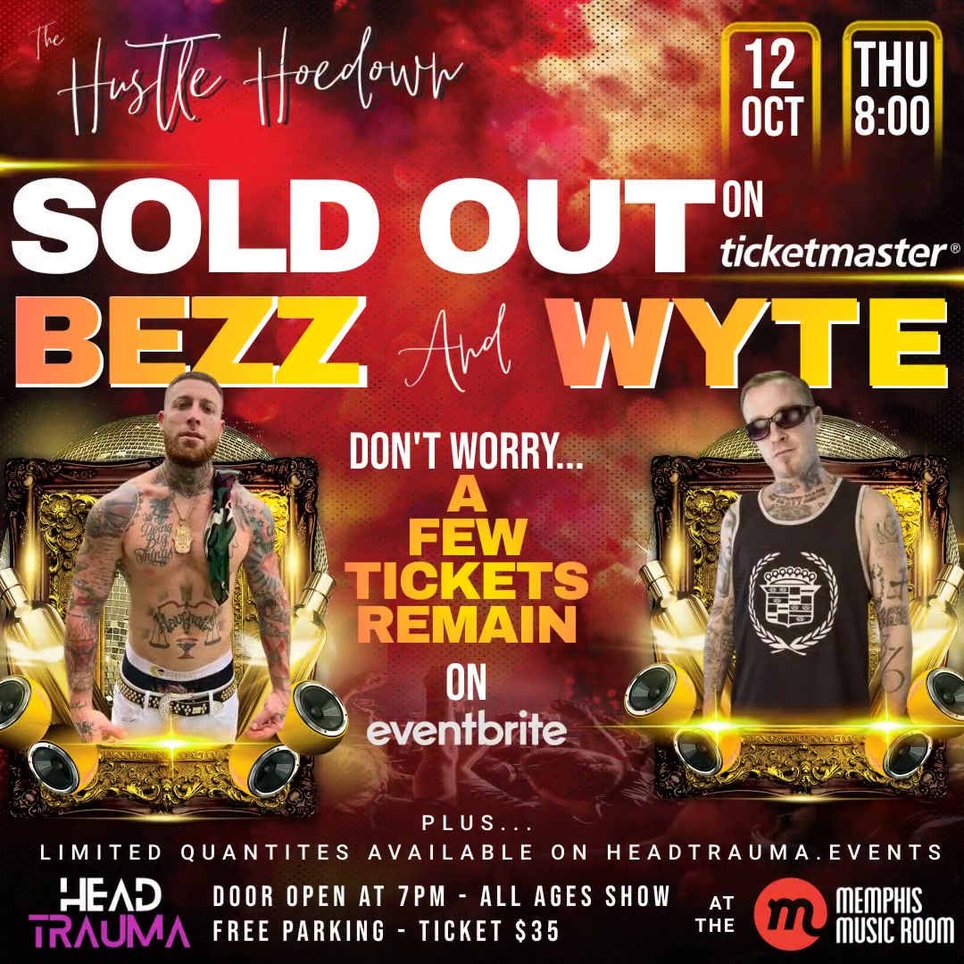 This event is Sold Out on Ticketmaster! But, don't worry... tickets are still available on HeadTrauma.Events and we allocated a limited quantity on Eventbrite. Let's reach capacity ya'll!

Direct Tickets: 1l.ink/LHHW6WK
Eventbrite Tickets: 1l.ink/NTRD7T4