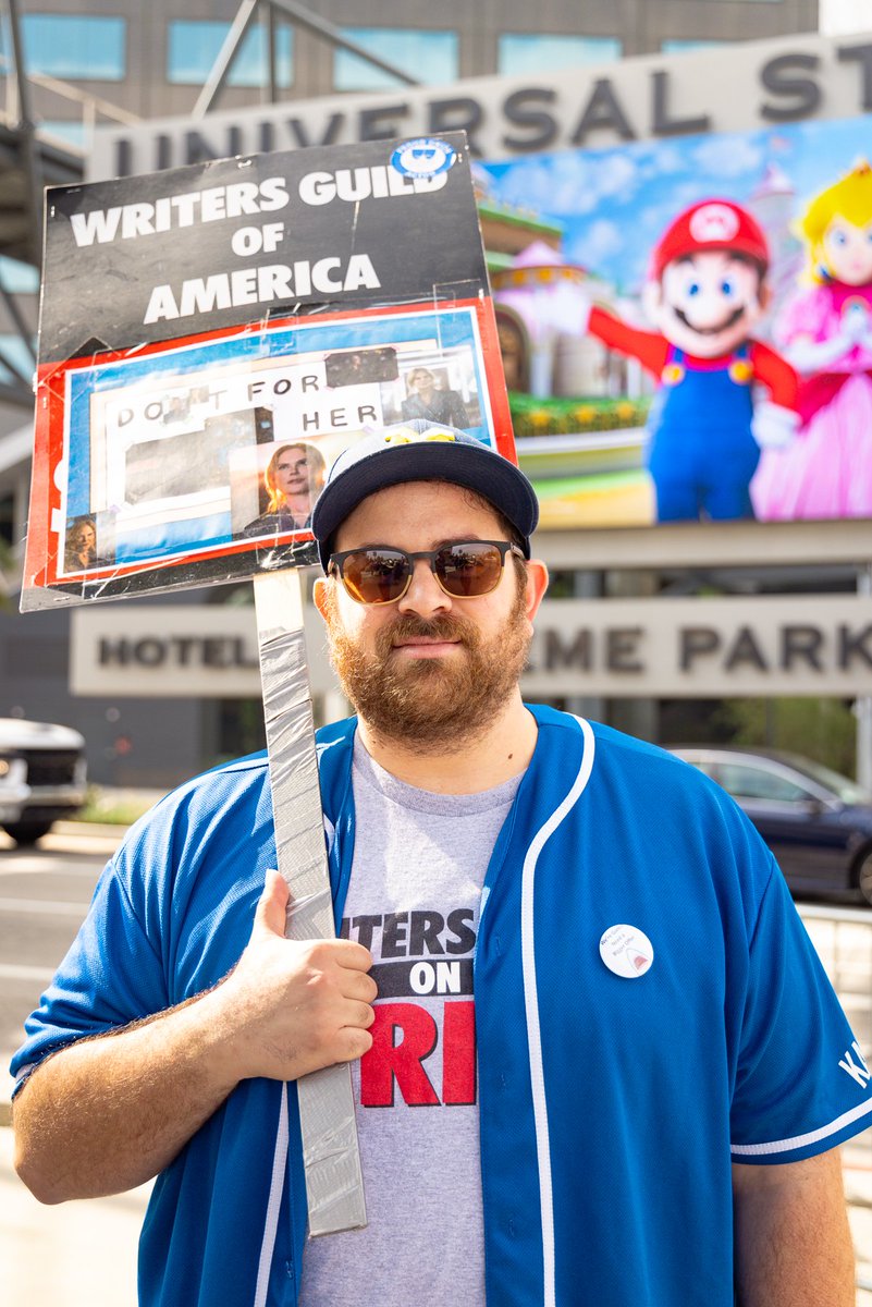 Meet @itsbenjizos, the screenwriter and #SAGAftra Member who came up with the brilliant idea to start a #WGA and SAGAFTRA softball league. Why he's striking: "to support fellow artists present and future." #SAGAftraStrike