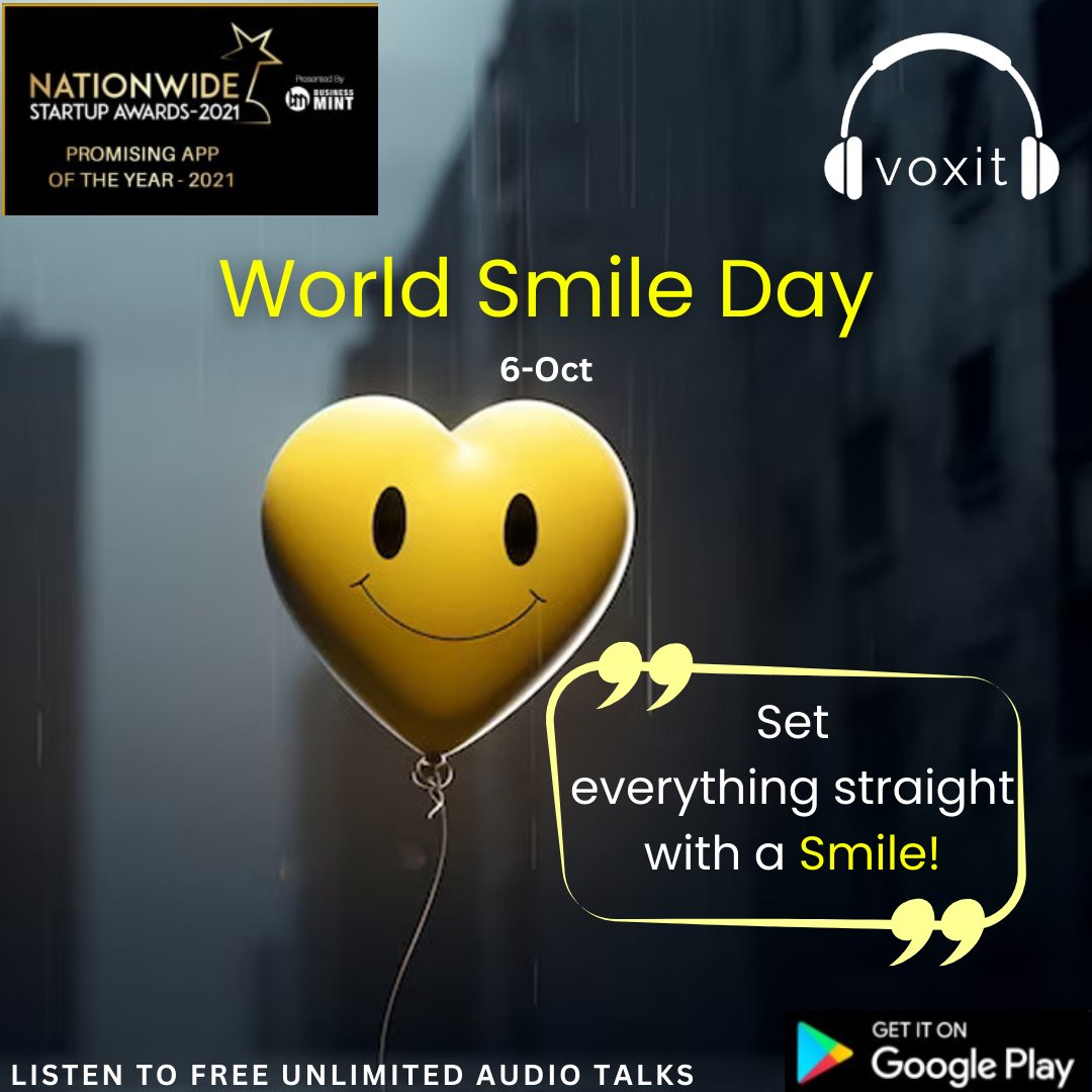 voxitworld's tweet photo. Share a smile, spread the joy! 😊 Happy World Smile Day💖 

Listen to an interesting audio talks on VOXIT!
Download Now🔽
https://t.co/AWAfKTBJce

#worldsmileday #spreadhappiness #thisisvoxit #podcasters #tamilpodcast #androidpodcasts #podcastshow #radioshow #voxit https://t.co/spsmK4H5xU