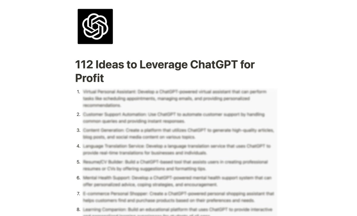 pascalkordon's tweet image. Kids are making $20K/month with ChatGPT

But most people still don't understand how

So I curated 117+ ChatGPT Business Ideas to help you make money too

Normally $25, but next 24 hrs it's FREE!

To get it:

1. Follow me (so I can DM you)
2. Like &amp;amp; RT this tweet
3. Reply "GPT"