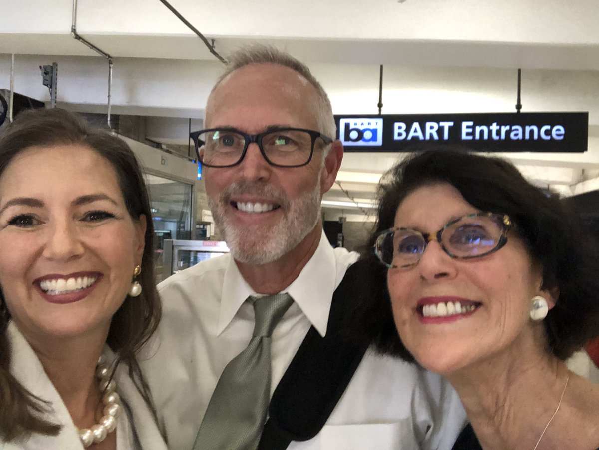 Riding ⁦@SFBART⁩ with ⁦@JaredHuffman⁩ and Mayor ⁦@MarilynAshcraft⁩ after a moving service for Senator Dianne Feinstein