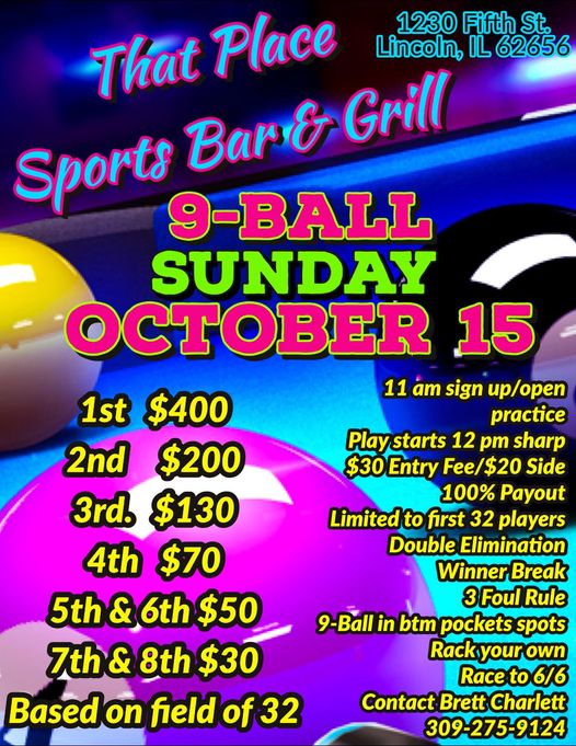 IllinoisPool's tweet image. 9 Ball Tournament
• 10/15/23 (11am)
• Lincoln (That Place Sports Bar &amp;amp; Grill)
• $30