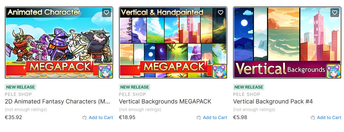 shop_pele's tweet photo. 🆕We're happy to announce not ONE but THREE New Asset Packs ❗🍾🥂🎊

https://t.co/z8NJD6Ylfu

#gamecharacter #unityassetstore #asset #indiedev #gamedev #unity #FollowFriday https://t.co/gEneYzai16