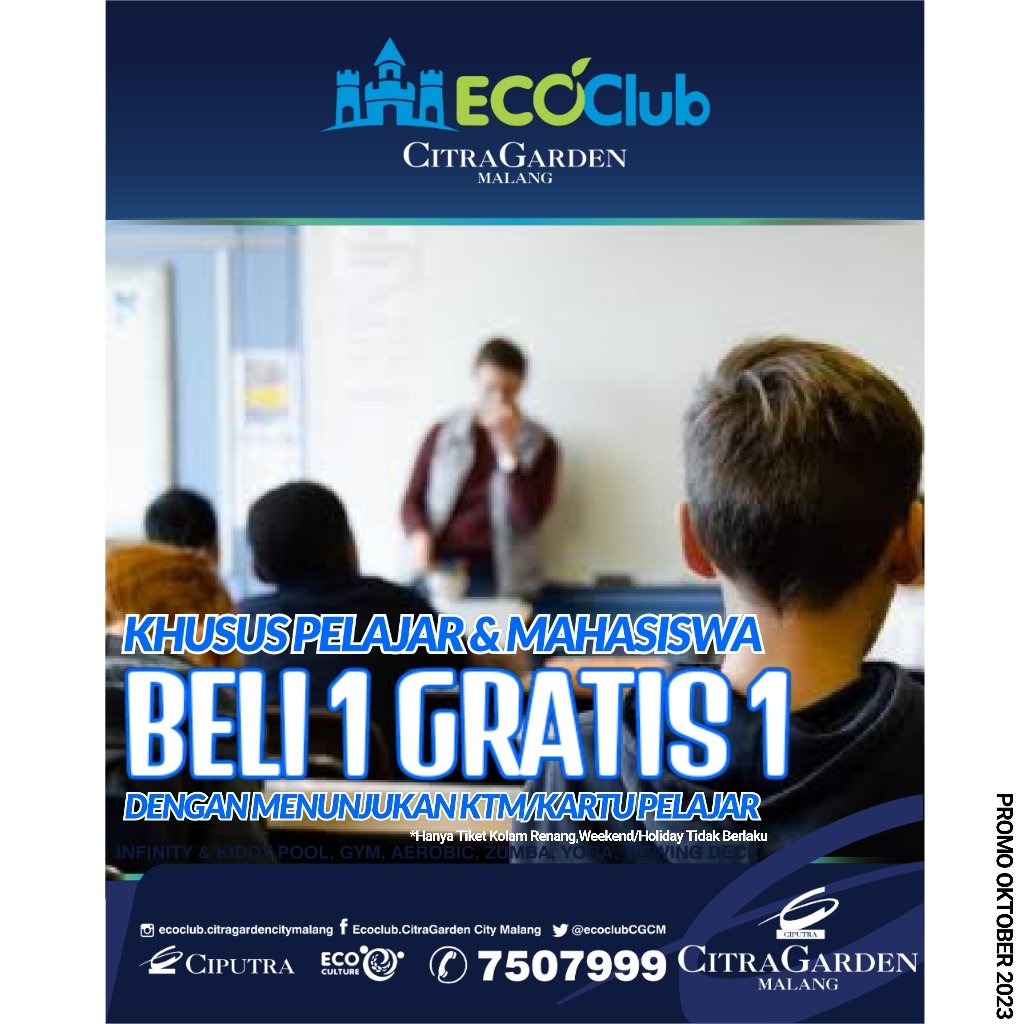 ecoclubCGCM's tweet photo. PROMO OKTOBER 2023 @ecoclubCGCM 
.
#promo #promooktober #promooktober2023 #oktober2023 #mowning #JumatBerkah #pagii #ecoclub #ecoclubkolamrenang #kolamrenangecoclub #ecoclubgym #ecoclubsportcenter #ecoclubcitragardenmalang #ecoclubcitragardencitymalang #ciputra https://t.co/LQwaG8zLfh