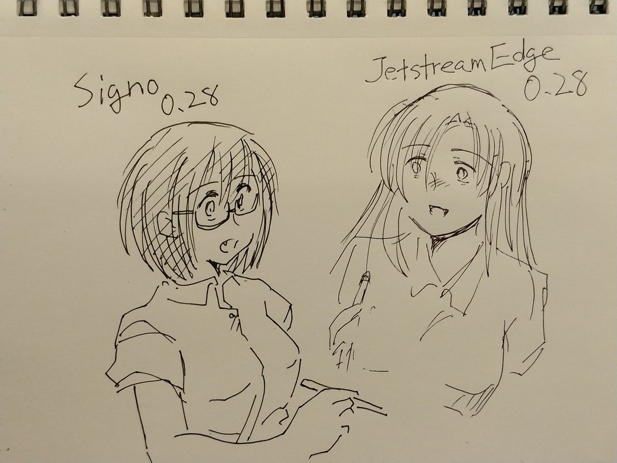 ではらくがきしてみよう。
うん細い。たしかに細い。
以上。
もう使わないと思います。
インクの安定感がなく本体も手の中で安定しないし剛性感無くてギシギシしてる。
千円もしてこれって本気??
本当にこれで賞とったの??
という、私の感想。 