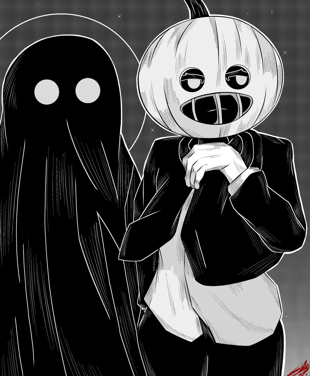 RuMoeta's tweet photo. A pumpkin and a ghost, I don't know
#originalcharacter #halloween #pumpkin #black #oc #dark #オリジナル #イラスト #創作 #artmoots #girl #illustration #sky #night https://t.co/qYWGQtx6wL