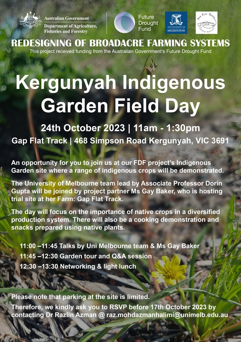 Redesigning Broadacre Farming (@sapuom) on Twitter photo NExt up: Kergunyah Indigenous Garden, hosted with our project partner Gay Baker at her farm GapFlatTrack. The day will focus on the importance of #nativecrops for sustainable production systems. #futuredroughtfund #AusAg <a href="/GuptaDorin/">Dorin Gupta</a> <a href="/razzprotein/">Razlin Azman</a> <a href="/Waseem_Ashfaq/">Waseem Ashfaq</a> <a href="/VicHub_Drought/">Vic Drought and Innovation Hub</a> NExt up: Kergunyah Indigenous Garden, hosted with our project partner Gay Baker at her farm GapFlatTrack. The day will focus on the importance of #nativecrops for sustainable production systems. #futuredroughtfund #AusAg <a href="/GuptaDorin/">Dorin Gupta</a> <a href="/razzprotein/">Razlin Azman</a> <a href="/Waseem_Ashfaq/">Waseem Ashfaq</a> <a href="/VicHub_Drought/">Vic Drought and Innovation Hub</a>