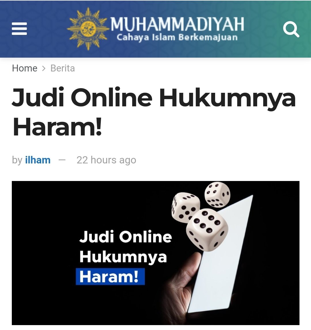 MuhammadiyinGL's tweet photo. Kita tambahin tanda seru lagi min. 

Judi Online Hukumnya Haram!!!!!!! https://t.co/7O7gYA7Xt1