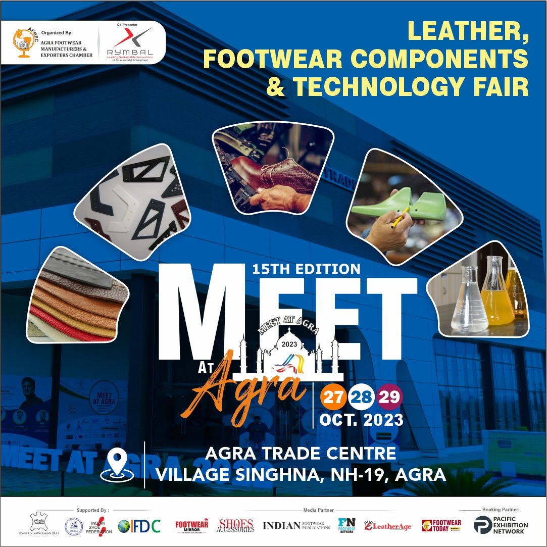 MeetatAgra's tweet photo. MEET AT AGRA CALLING 2023..
"Meet at Agra 2023".India's Biggest Leather,Footwear Components & Technology Fair at Agra.
Save Dates : 27th to 29th Oct 2023.
Call:91 9837026771
#MeetatAgra2023 #AFMEC #ISupportMeetAtAgra2023
#AgraFootwearIndustries #LeatherFair #ComponentsFair https://t.co/5estfjmlnn
